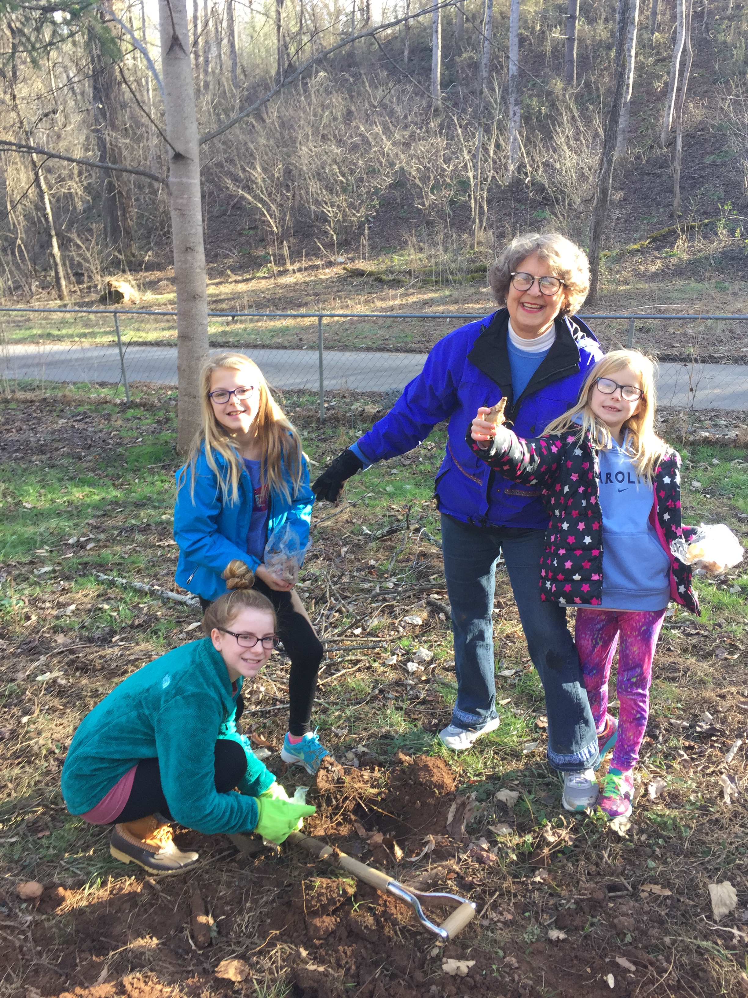 Girls planting bulbs